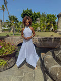 Ivory Cascade Halter Dress